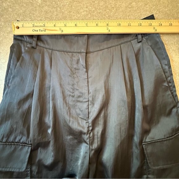 Tibi Stella Wide-Leg Satin Cargo Pants Navy Blue Size 00 - Picture 13 of 14